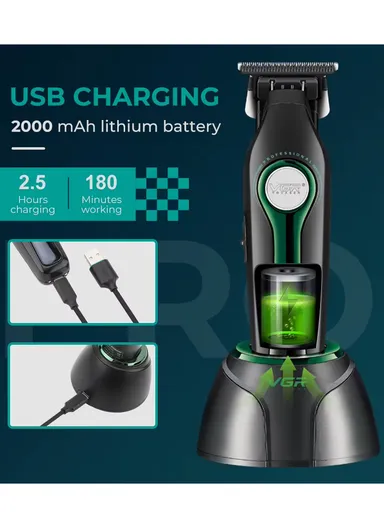 Professional Rechargeable Cordless Ceramic Blades Hair Clipper With LED Display V-993 - Black &amp; Gold