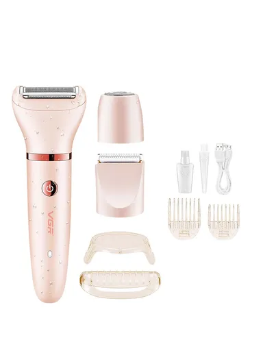 3-in-1 Rechargeable Waterproof Women's Shaver with Facial Hair Removal &amp; Precision Trimmer V-735