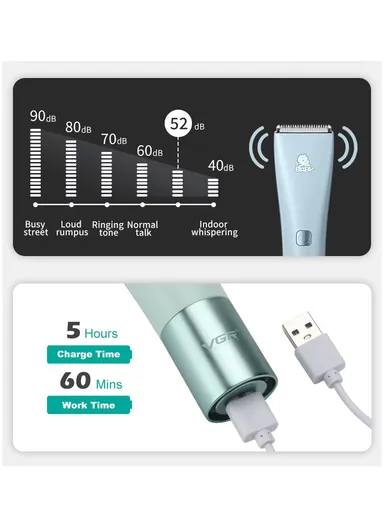 Rechargeable Waterproof Cordless Baby Children Low Noise Hair Clipper V-153