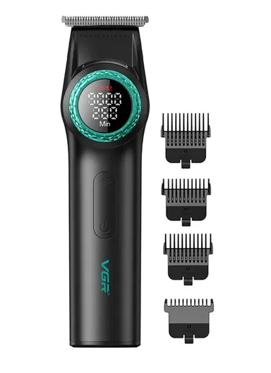 Professional Rechargeable Metal Cordless Hair Clipper With LED Display V-977 - Black