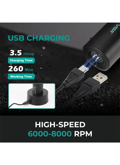 Professional Rechargeable Metal Cordless Hair Clipper With LED Display V-977 - Black