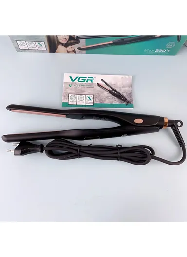 50W Professional 9mm Ceramic-Coated Plate Electric Hair Straightener With 3D Floating Plates, 230C° Max Heat &amp; LED Display V-523 - Black