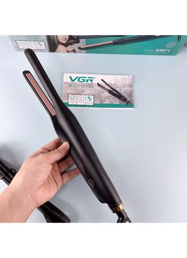 50W Professional 9mm Ceramic-Coated Plate Electric Hair Straightener With 3D Floating Plates, 230C° Max Heat &amp; LED Display V-523 - Black