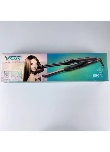 50W Professional 9mm Ceramic-Coated Plate Electric Hair Straightener With 3D Floating Plates, 230C° Max Heat &amp; LED Display V-523 - Black