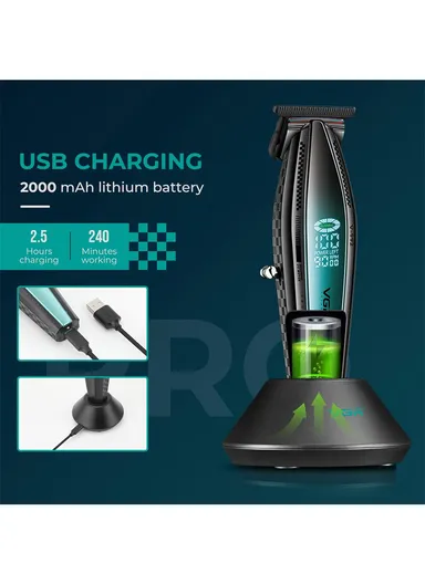 Professional Rechargeable Cordless Ceramic Blades Hair Clipper With LED Display V-992