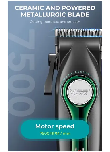 Professional Rechargeable Cordless Stainless Steel Blades Hair Clipper With LED Display V-010