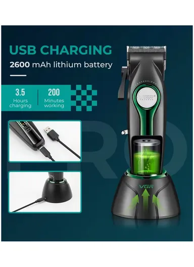 Professional Rechargeable Cordless Stainless Steel Blades Hair Clipper With LED Display V-010