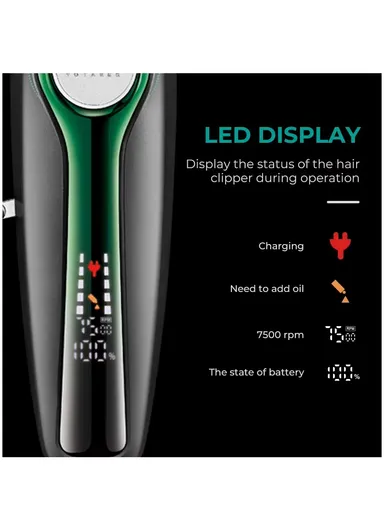 Professional Rechargeable Cordless Stainless Steel Blades Hair Clipper With LED Display V-010