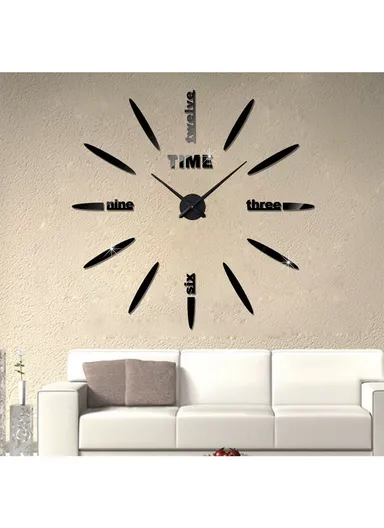 120cm 3D DIY Large Frameless Wall Clock Modern, Silent &amp; Stylish Decor - Silver