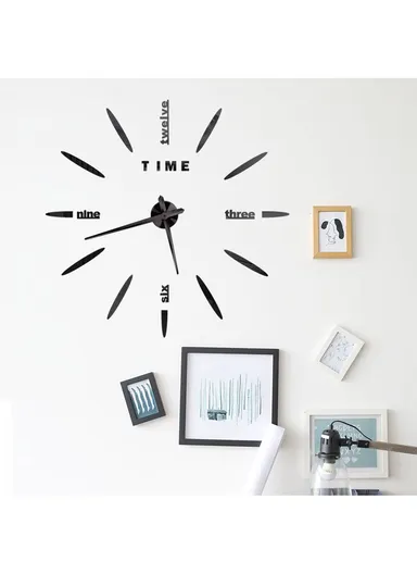 120cm 3D DIY Large Frameless Wall Clock Modern, Silent &amp; Stylish Decor - Silver