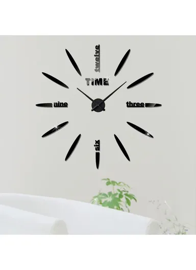 120cm 3D DIY Large Frameless Wall Clock Modern, Silent &amp; Stylish Decor - Silver