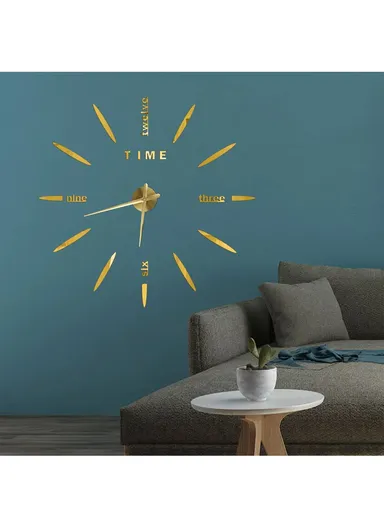 120cm 3D DIY Large Frameless Wall Clock Modern, Silent &amp; Stylish Decor - Gold