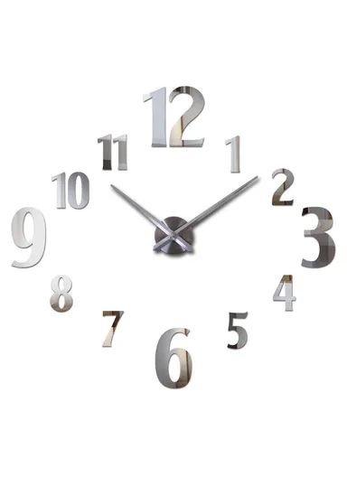 60cm DIY 3D Frameless Wall Clock Modern, Silent &amp; Stylish Home Decor - Silver
