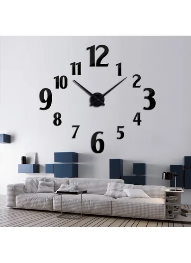 60cm DIY 3D Frameless Wall Clock Modern, Silent &amp; Stylish Home Decor - Silver