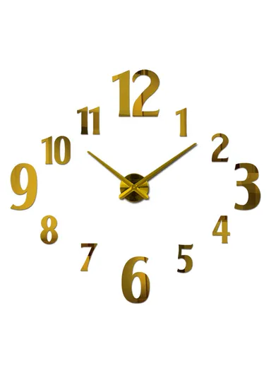 60cm DIY 3D Frameless Wall Clock Modern, Silent &amp; Stylish Home Decor - Gold