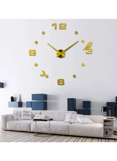 80cm 3D DIY Frameless Wall Clock Modern, Silent &amp; Stylish Home Decor - Gold