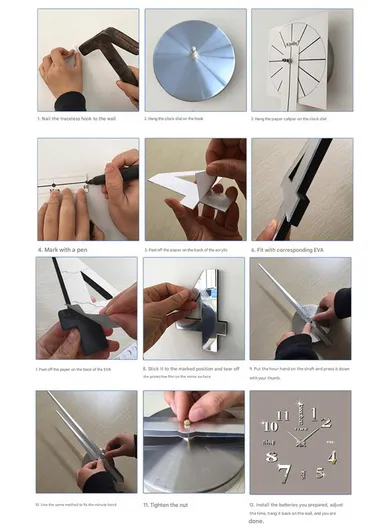 80cm 3D DIY Frameless Wall Clock Modern, Silent &amp; Stylish Home Decor - Silver