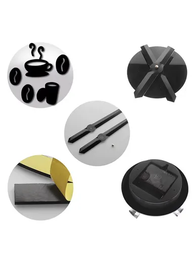 120cm 3D DIY Frameless Acrylic Coffee Machine Silent Wall Clock, Battery Power Clock for Living Room, Office, Bedroom Room &amp; Decoration - Gold