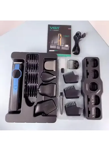 13-in-1 Professional Rechargeable Cordless Shaving Machine Set with Stainless Steel Blades, Adjustable Taper Lever Hair Clipper with LED Display &amp; USB-C Charging V-173 – Yellow 