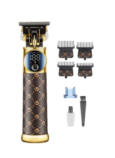 Professional Rechargeable Cordless Hair Clipper With LED Display V-942 - Brown