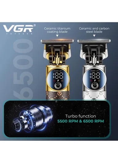 Professional Rechargeable Cordless Hair Clipper With LED Display V-942 - Brown