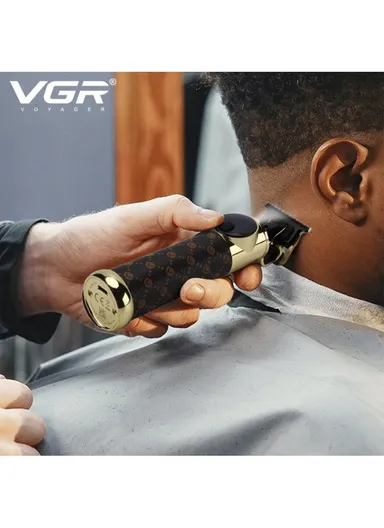 Professional Rechargeable Cordless Hair Clipper With LED Display V-942 - Brown