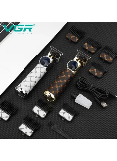 Professional Rechargeable Cordless Hair Clipper With LED Display V-942 - Brown