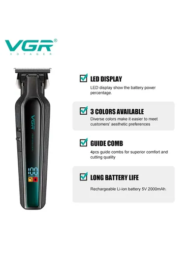 Professional Rechargeable Cord/Cordless Hair Clipper With LED Display V-930