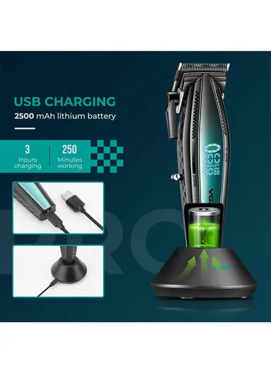 Professional Rechargeable Cord/cordless Ceramic Blades Hair Clipper With LED Display For Men V-270