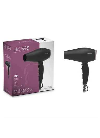 2000-2300W Imossa Professional Hair Dryer Motor, 2 Speeds, 3 Heat Settings &amp; Cool Shot Function im2300 - Black