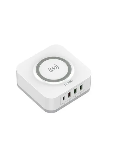 32W 5 In 1 Desktop Wireless Charging Station with 15W Wireless + PD30W+ QC18W+2Auto-ID Fast charger AW004