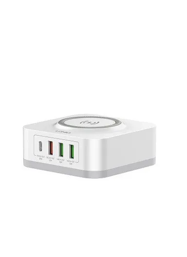 32W 5 In 1 Desktop Wireless Charging Station with 15W Wireless + PD30W+ QC18W+2Auto-ID Fast charger AW004