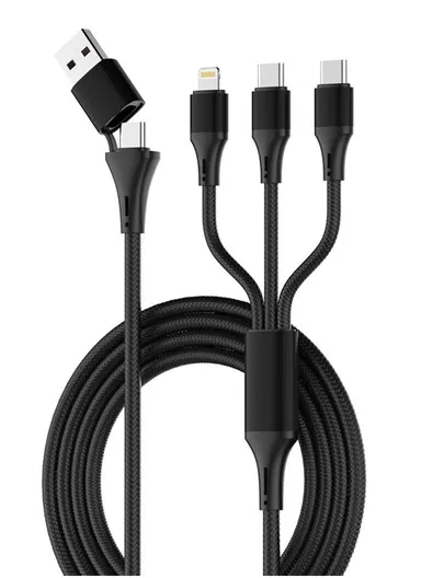 1.2M 100W USB-A/Type-C to Type-Cx2/iP Cable PD QC3.0 Fast Charging Data Transmission Copper Core Line LC97uc