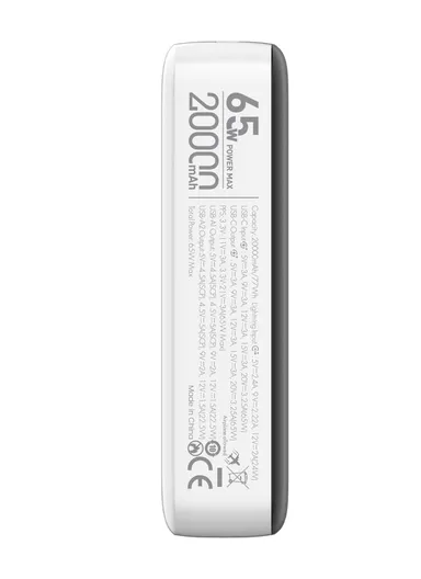 20000mAh 65W Portable Fast charging Power Bank USB-C USB-A Lightning PQ27