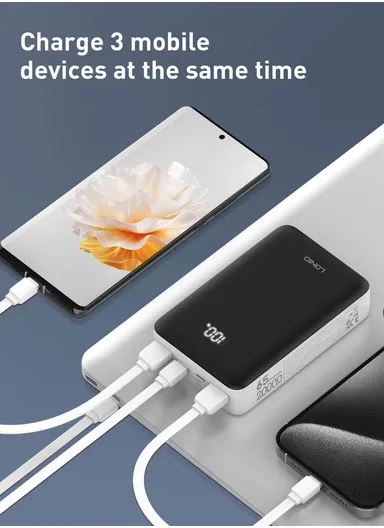 20000mAh 65W Portable Fast charging Power Bank USB-C USB-A Lightning PQ27