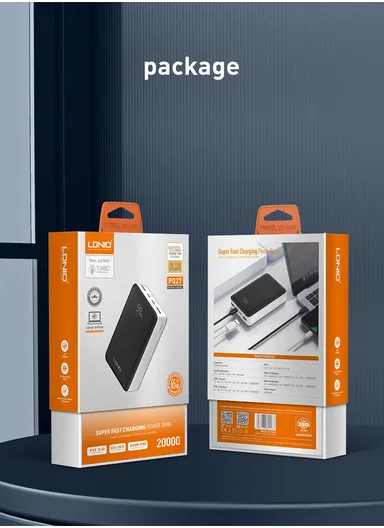 20000mAh 65W Portable Fast charging Power Bank USB-C USB-A Lightning PQ27