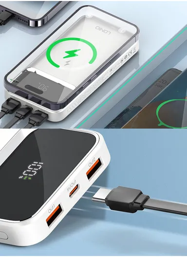 10000mAh Ultra Slim Power Bank with Wireless Charging, LED Digital Display, Travel Phone Power Banks Dual USB Fast Portable PQ11