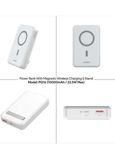 10000mAh Magnetic Wireless Mini Portable Charger Power Bank, With invisible Stand, Battery Pack Powerbank PQ16