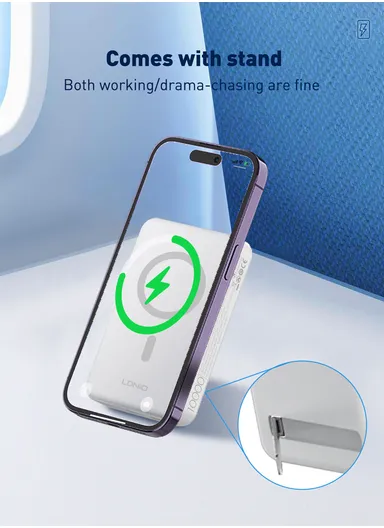 10000mAh Magnetic Wireless Mini Portable Charger Power Bank, With invisible Stand, Battery Pack Powerbank PQ16