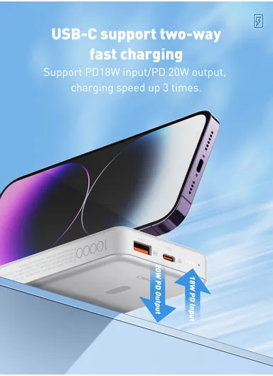 10000mAh Magnetic Wireless Mini Portable Charger Power Bank, With invisible Stand, Battery Pack Powerbank PQ16