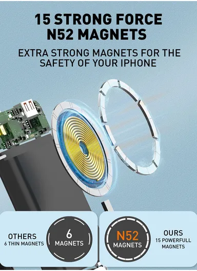 10000mAh Magnetic Wireless Mini Portable Charger Power Bank, with Invisible Stand &amp; LED Display, Battery Pack Powerbank PQ17