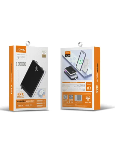 10000mAh Magnetic Wireless Mini Portable Charger Power Bank, with Invisible Stand &amp; LED Display, Battery Pack Powerbank PQ17