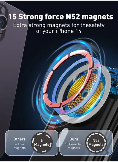 20000mAh Magnetic Wireless Mini Portable Charger Power Bank, with Invisible Stand &amp; LED Display, Battery Pack Powerbank PQ18