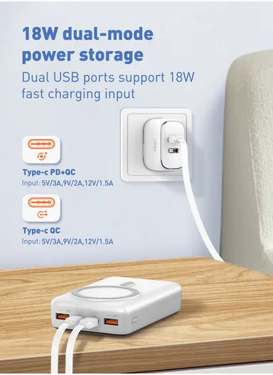 20000mAh Magnetic Wireless Mini Portable Charger Power Bank, with Invisible Stand &amp; LED Display, Battery Pack Powerbank PQ18