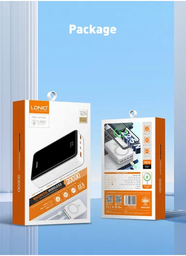 20000mAh Magnetic Wireless Mini Portable Charger Power Bank, with Invisible Stand &amp; LED Display, Battery Pack Powerbank PQ18