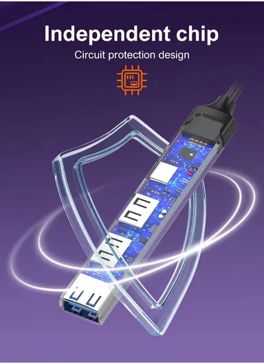 4-in-1 Mini Converter Laptop Docking Station, USB HUB Adapter USB-A to USB3.0*1 + USB C 2.0*3 DS-74U