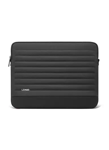 15" Leather Laptop Bag with Built-in Strap, Main Compartment &amp; Convenient Inner Pockets Secure B02-1 - Black