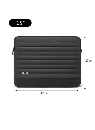 15" Leather Laptop Bag with Built-in Strap, Main Compartment &amp; Convenient Inner Pockets Secure B02-1 - Black