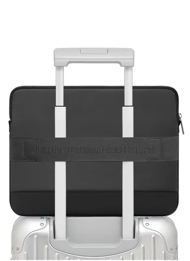 15" Leather Laptop Bag with Built-in Strap, Main Compartment &amp; Convenient Inner Pockets Secure B02-1 - Black