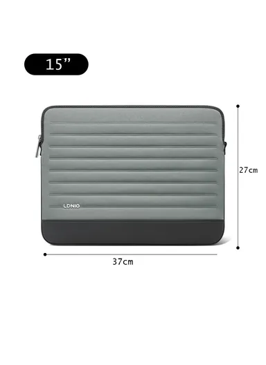 15" Leather Laptop Bag with Built-in Strap, Main Compartment &amp; Convenient Inner Pockets Secure B02-1 - Grey